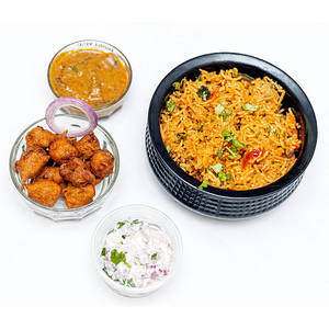 Vegetable Biriyani & Cauliflower Pakoda