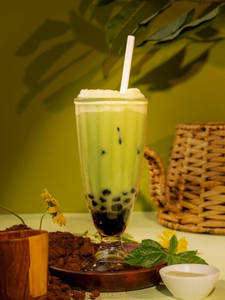 Japanese matcha bubble tea.