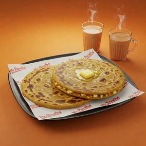 2 Paneer Pyaz Paratha Tawa + Adrak Wali Chai (2 Cups)