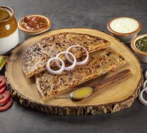 2 Aloo Pyaaz Paratha with Dahi and Chutney