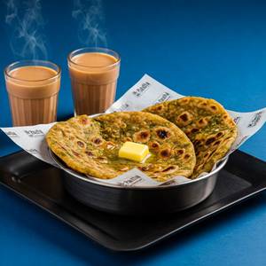 2 Pyaz Paratha Tawa + Adrak Wali Chai (2 Cups)