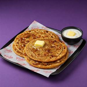 2 Pyaz Paratha Tawa + Plain Dahi (250Ml)