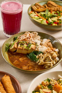 Kimchi Broth, Smoked Tofu & Sticky Rice Veg Bowl.