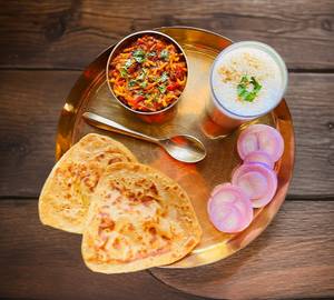 Sev Tamatar Sabji With (3 Plain Paratha Desi ghee)