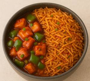 Chilli Paneer with Schezwan Fried Rice