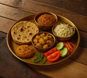 Ghar Ki Thali (Dal + Seasonal Veg + 4 Roti + Rice + Salad)