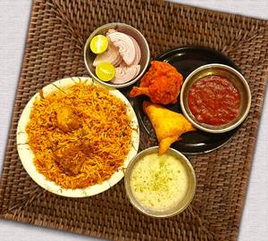 Chicken Biryani + Lollipop + Chicken Samosa