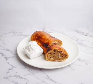 Apple Strudel Slice With Fresh Cream
