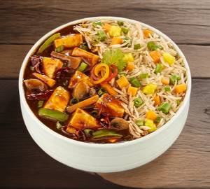 kung pao polao with Mashroom chili paneer Dry bowl