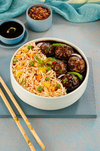 Veg Manchurian Bowl with Fried Rice