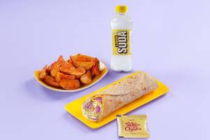 Double Egg Chatpata Roll + Wedges + Lemon Soda