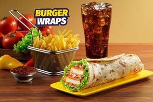Jalapeno Cheese Paneer Burger Wrap, Fries & Coke