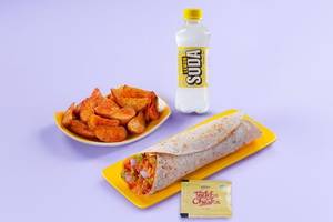 Chatpata Aloo Wrap + Wedges + Lemon Soda