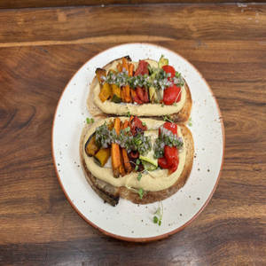 Veggie Roast And Hummus Toast