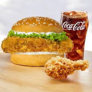 Chicken Fillet Burger + 1 pc chicken + Regular Fountain Coke