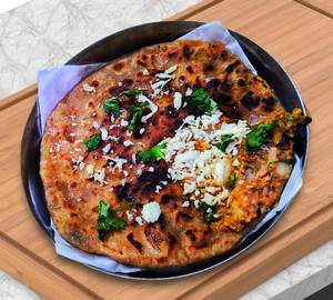 Cheese Aloo Paratha  With Curd And Pickle