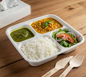 Pure Jain Daal Chawal Combo (Plain Rice, Daal, Chutney & Salad)