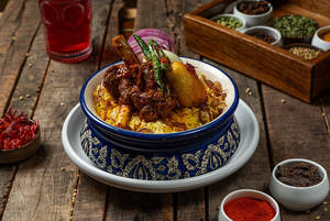 Kolkata Style Mutton Dum Biryani With Anda And Aloo