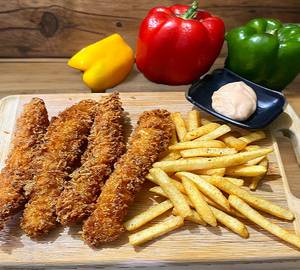 Crunchy Fried Chicken Strips 5 Pc With French Fries