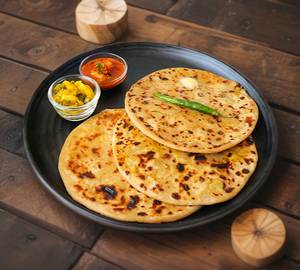 2 Aloo Paratha With Chutney And Curd