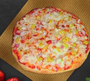 Onion + sweet corn pizza
