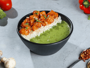Saute Chicken Rice Bowl In Pesto Sauce