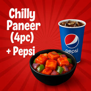 Chilly Paneer Dry 4pc + Pepsi