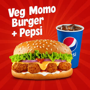 Veg Momo Burger + Pepsi