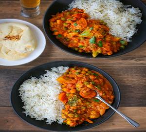 Plain Rice with veg curry