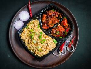 Veg Fried Rice with Chilly Paneer