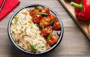Veg Fried Rice with Chilli Chicken