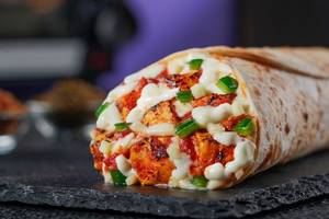 Baked Paneer Tikka Pizza Wrap.