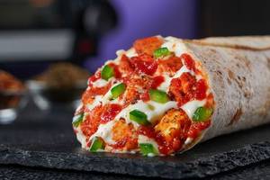 Baked Chicken Tikka Pizza Wrap.