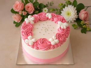 Vanilla Cake With Flowers Topping [500 grams]