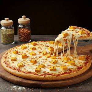 Paneer cheese overloaded pizza