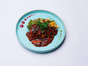 Grilled Chicken Steak With Mushroom Black Pepper Sauce