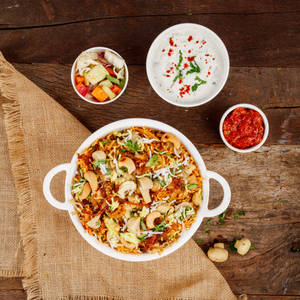 Mushroom Biryani with Raita