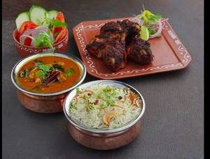 Chicken Curry Rice With Chicken Kebab
