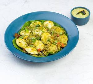 Tossed Ghee Garlic Pepper Capsicum Button Idli