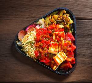 Chilly paneer sizzler rice