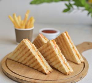 Whole Wheat Veg Grilled Sandwich With French Fries
