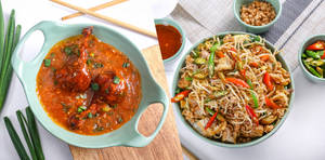 Chicken Chilly Garlic Noodle + Drums Of Heaven(2pc) Gravy