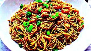 Chicken veg manchurian noodles