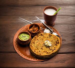 2 aloo paratha with lassi