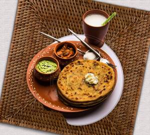 2 Aloo Pyaz Paratha wish Lassi