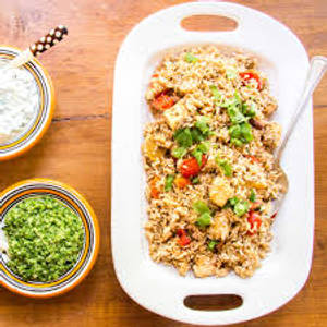 Panner Biryani Served With Raita