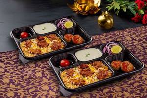 1 + 1 Lazeez Bhuna Murgh Biryani & Kebab Thali Combo