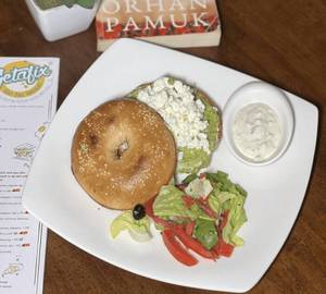 Sourdough bagel topped