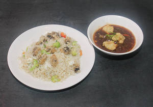 Cauliflower Manchurian & Mushroom Fried Rice
