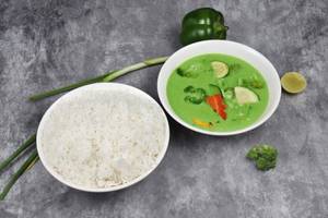 Veg Thai Green Curry With Plain Steamed Rice